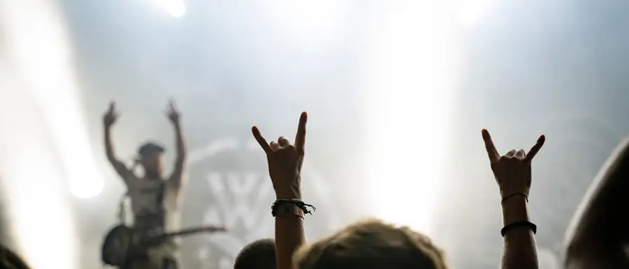 Crowd and stage lights at a live show
