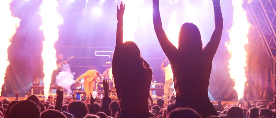 Crowd and stage lights at a live show