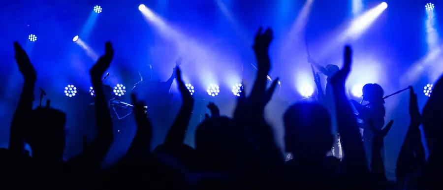 Crowd and stage lights at a live show